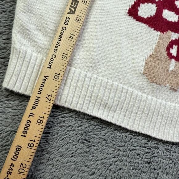 Hollister Womens Mushroom Sweater Vest White Knit Cropped Top Medium - Picture 5 of 5